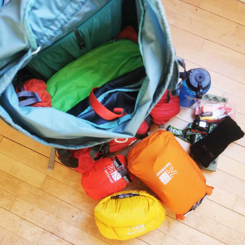 Blik ned i en halvt pakket taske