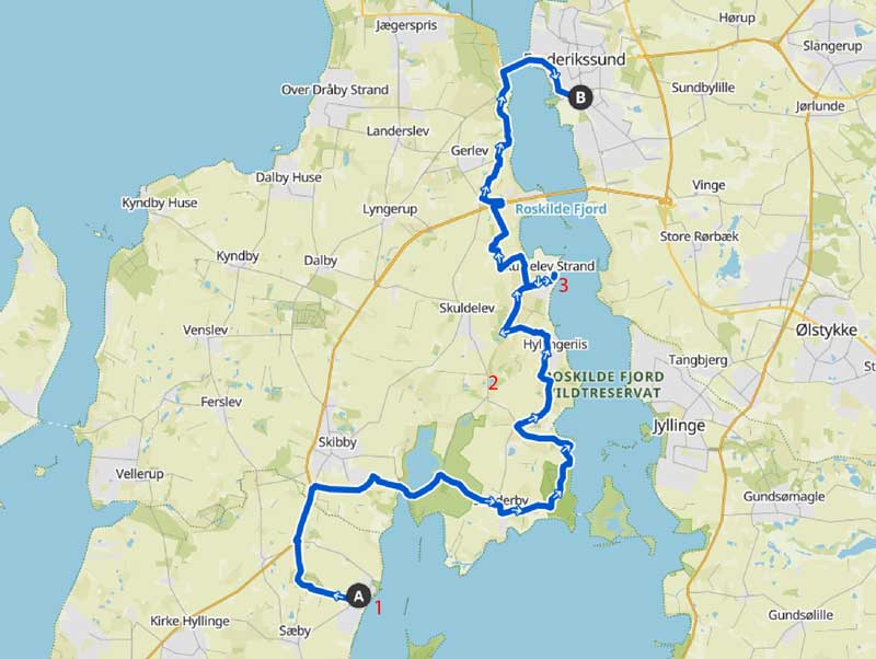 Overnatningsmuligheder langs Fjordstiens etape 4 mellem Gershøj og Frederikssund