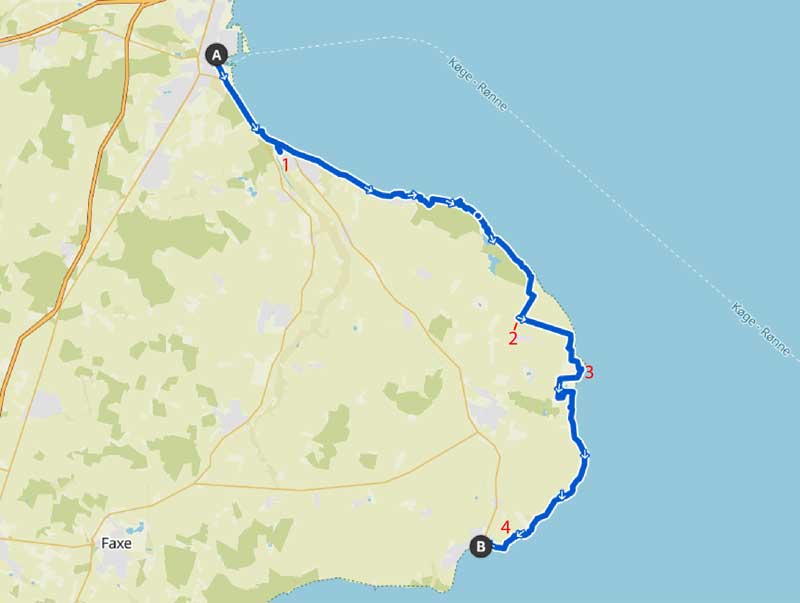 Overnatningsmuligheder langs Sydsjællands Kyst mellem Køge og Rødvig
