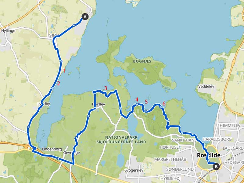 Overnatningsmuligheder langs Fjordstien mellem Roskilde og Gershøj