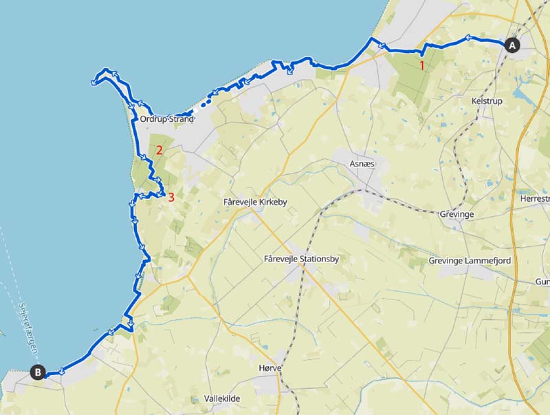 Overnatningsmuligheder langs Vestsjællands Kyst mellem Vig og Havnsø