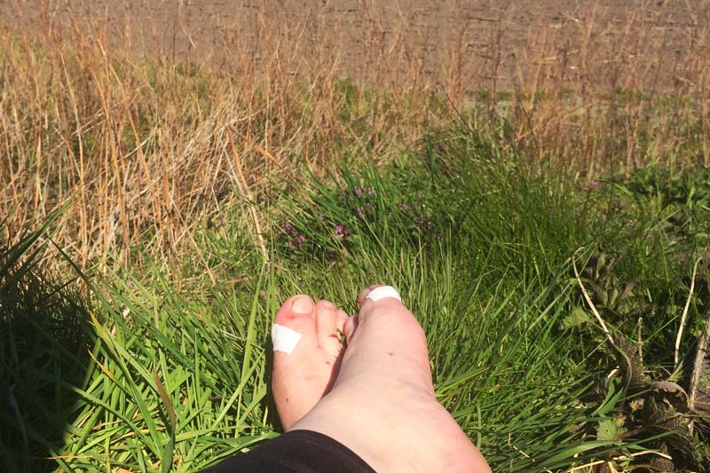 Lufte-tæer-pause i vejkanten