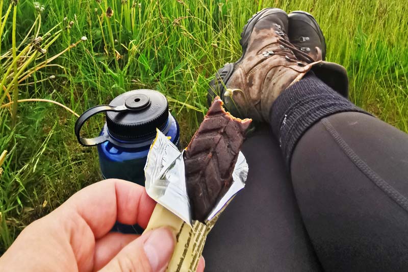 En vandreturs vigtigste mad - pause snacks, her en fignstang